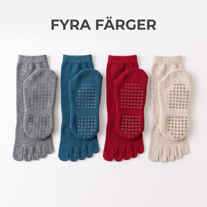 Grip-strumpor i fyra färger grå petrol röd beige
