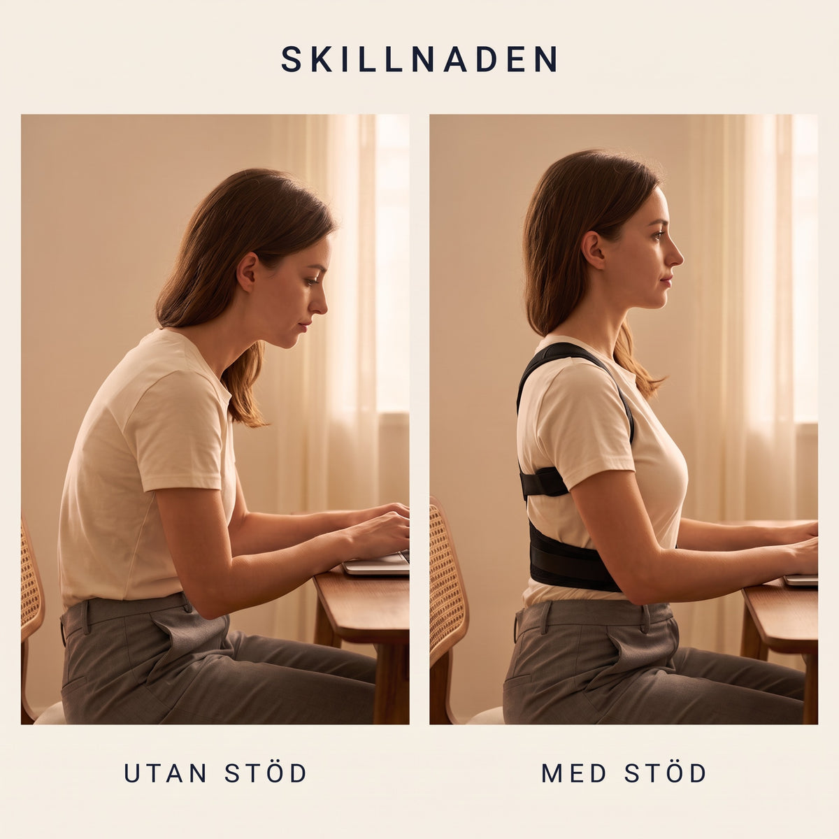 Före och efter jämförelse utan stöd med stöd