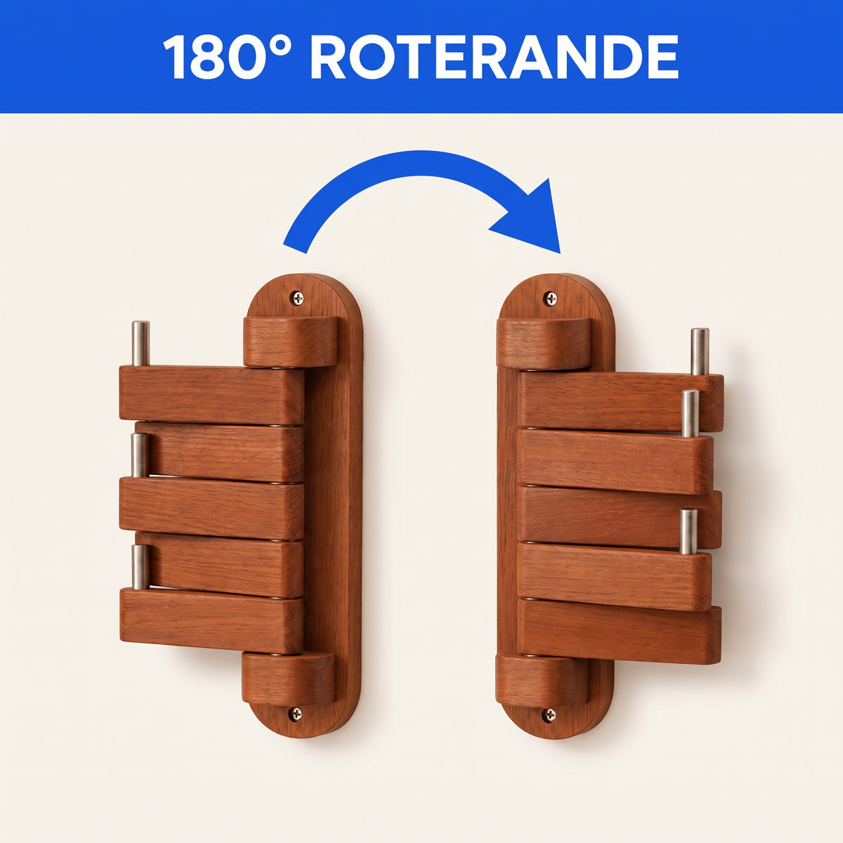 180 grader roterande armar och vikbara krokar