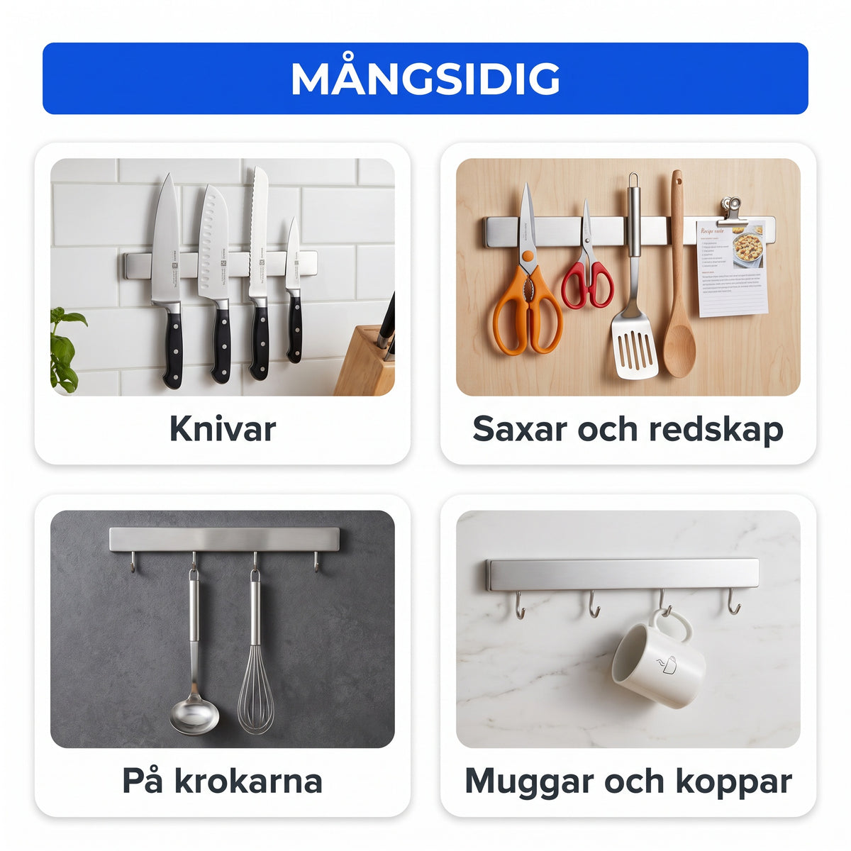 Mångsidig knivar saxar redskap muggar