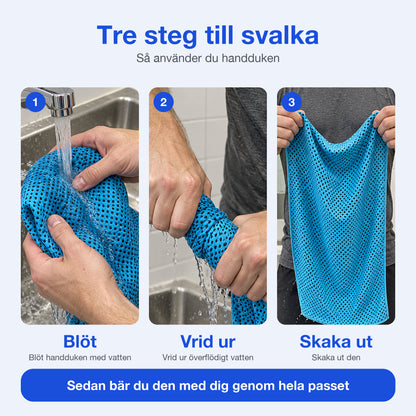 Tre steg: blöt handduken, vrid ur överflödigt vatten och skaka ut den
