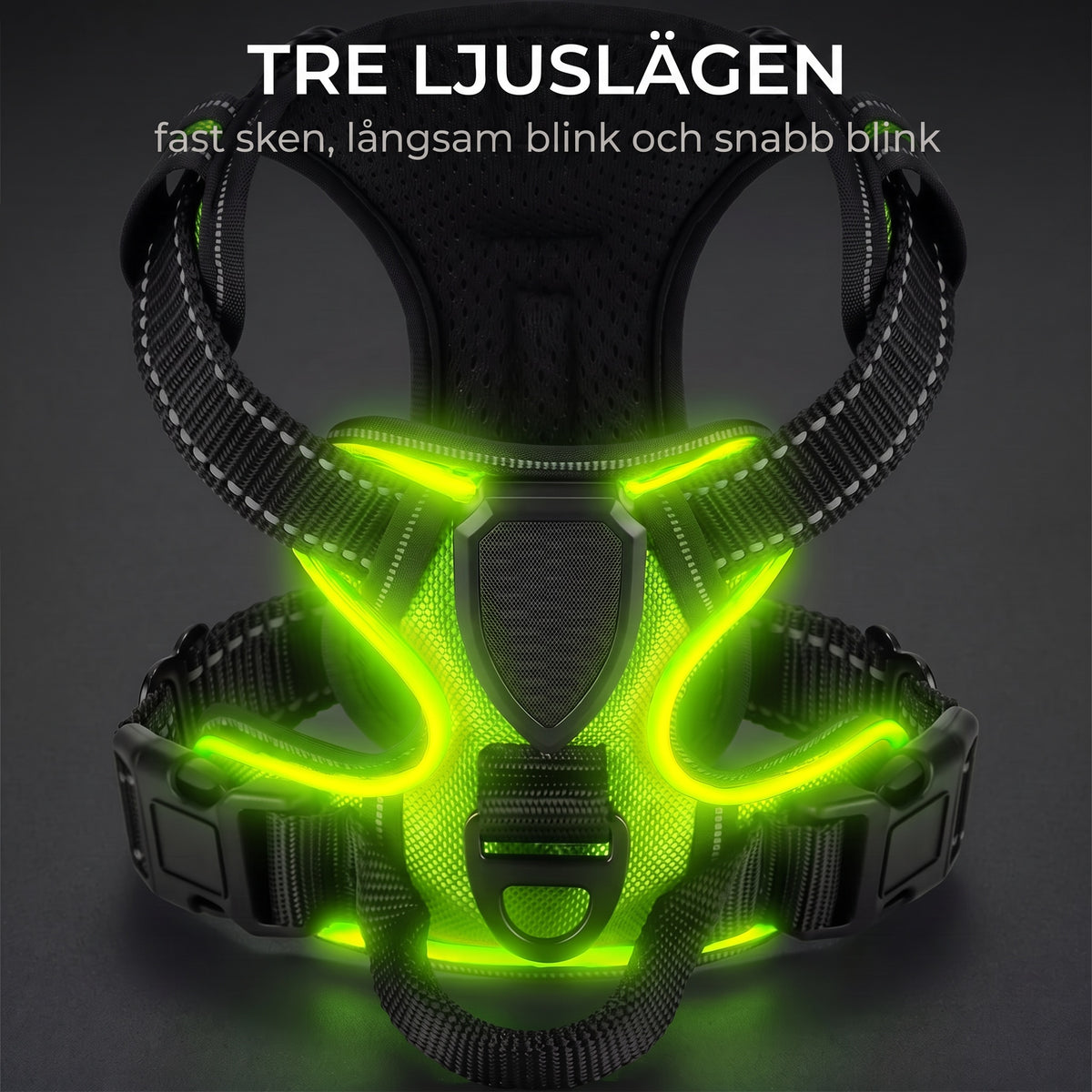 Tre ljuslägen fast sken långsam och snabb blink
