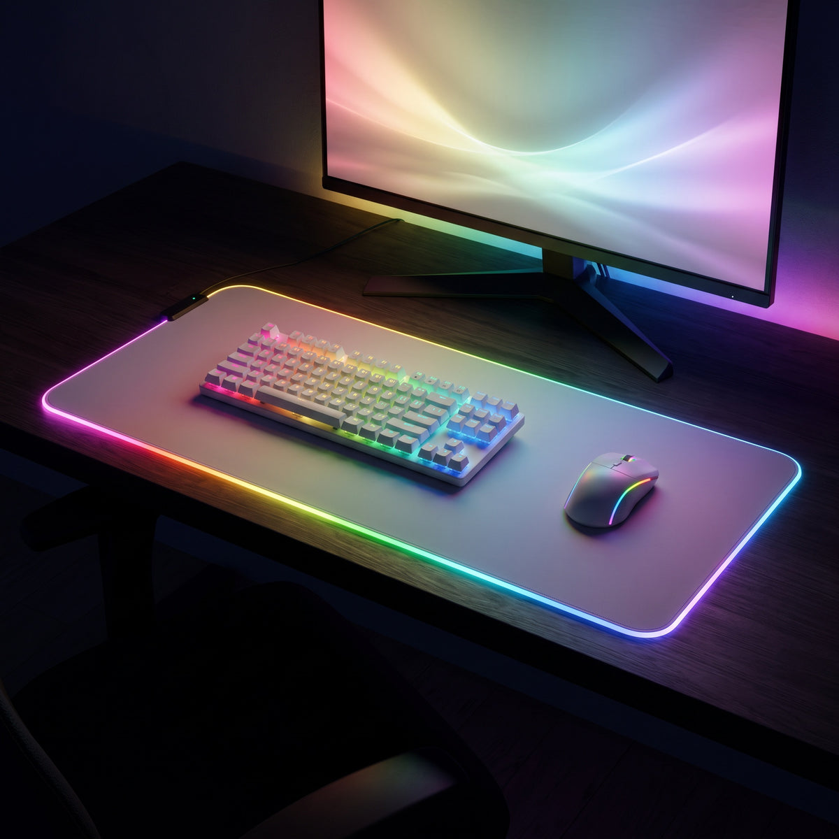 RGB-musmatta på gaming-skrivbord