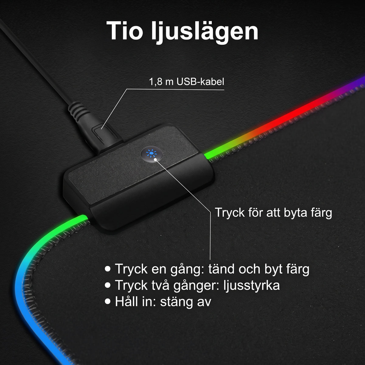 Tio ljuslägen och USB