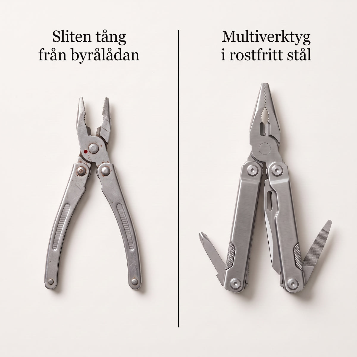 Jämförelse sliten tång mot multiverktyg