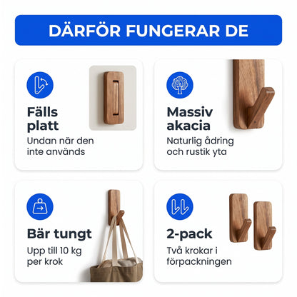 Fälls platt massiv akacia bär tungt 2-pack