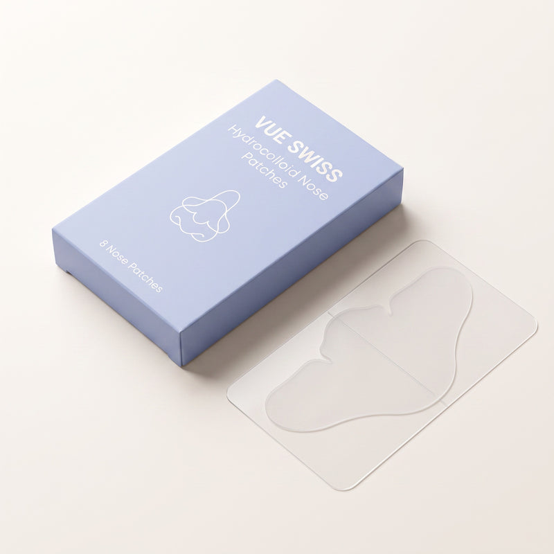 VUE SWISS ask med 8 hydrokolloida nose patches och en genomskinlig lapp