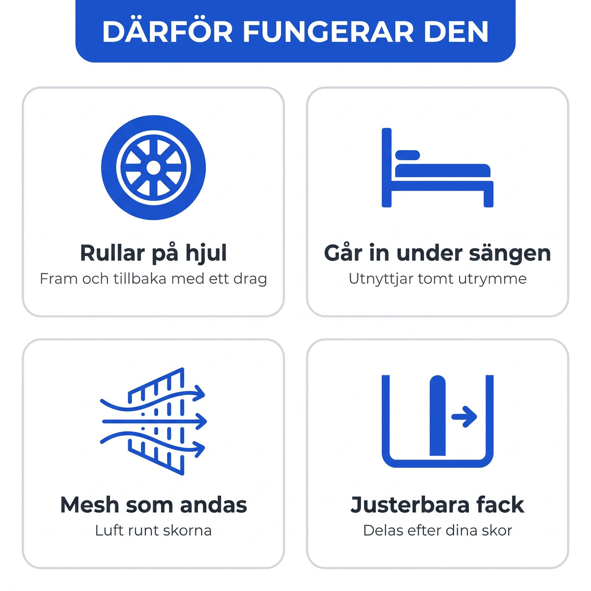 Rullar på hjul går in under sängen mesh justerbara fack