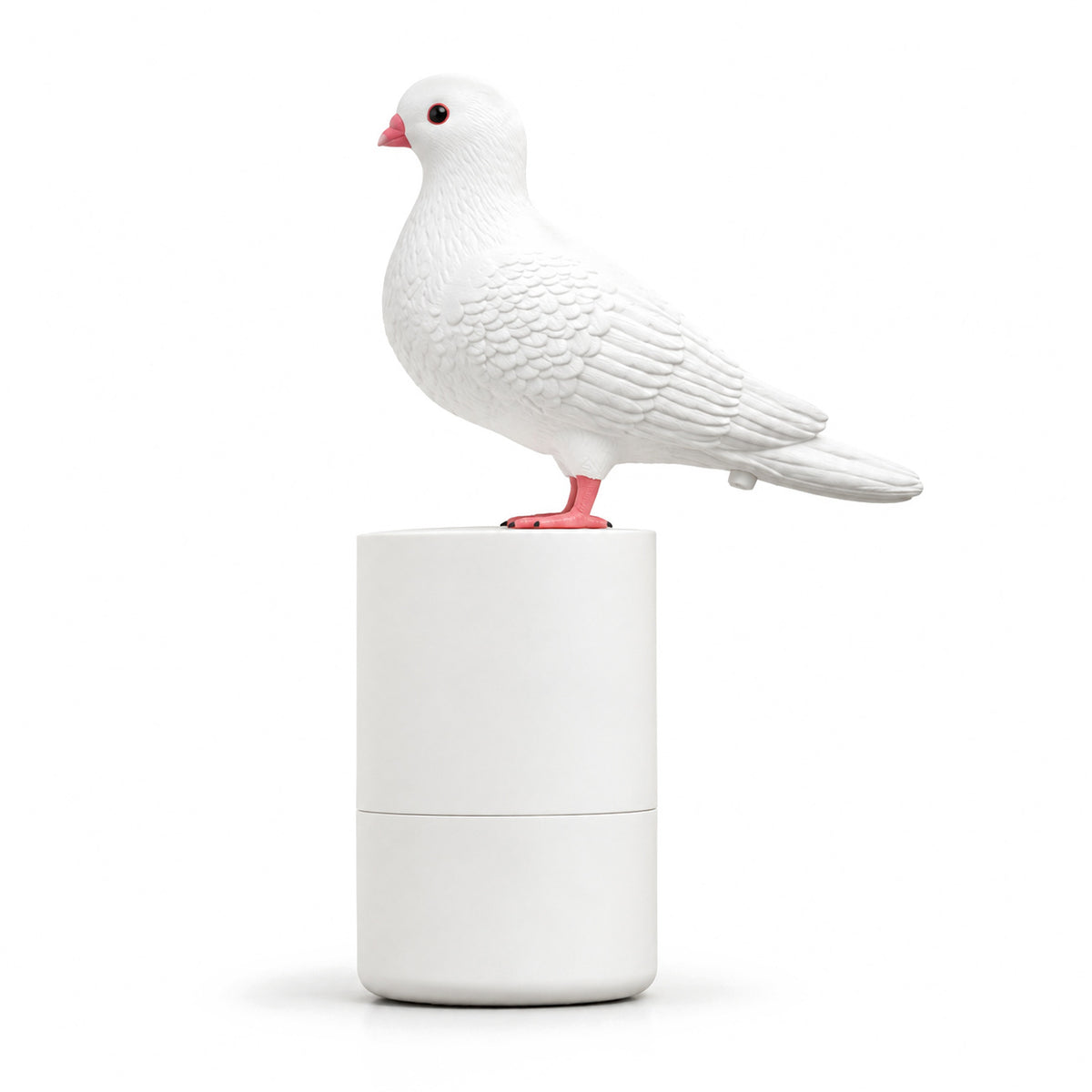 Skumtvålsdispenser Vit, sidovy på vit bakgrund