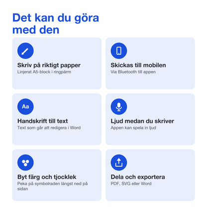 Funktioner i smartpennan och appen