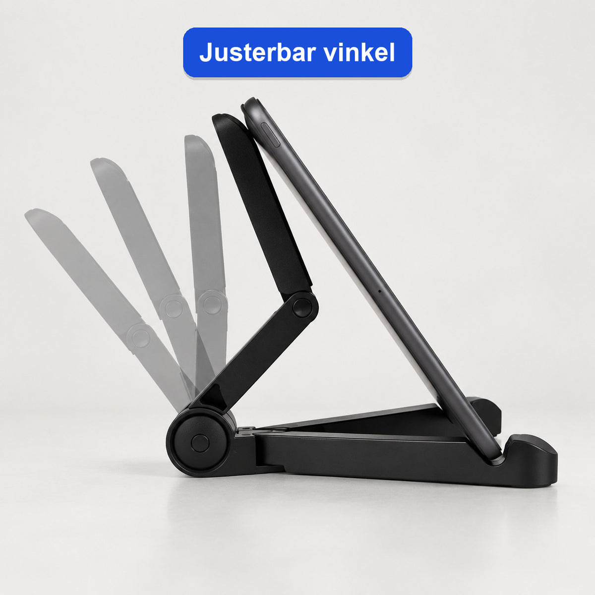 Justerbar vinkel: surfplattestället med stödarmen i flera olika lutningar