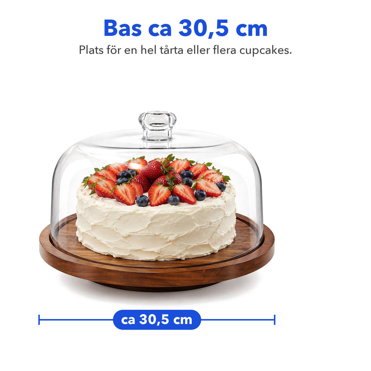 Den roterande tårtbrickan med kupol och tårta, basen ca 30,5 cm